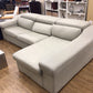 AS-IS Grey Leather Two Pc Sleeper Sectional(No Mattress/Light Soil)