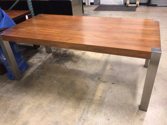 AS-IS Coaster Rectangle Metal & Wood Dining Table(Scratches in Top)