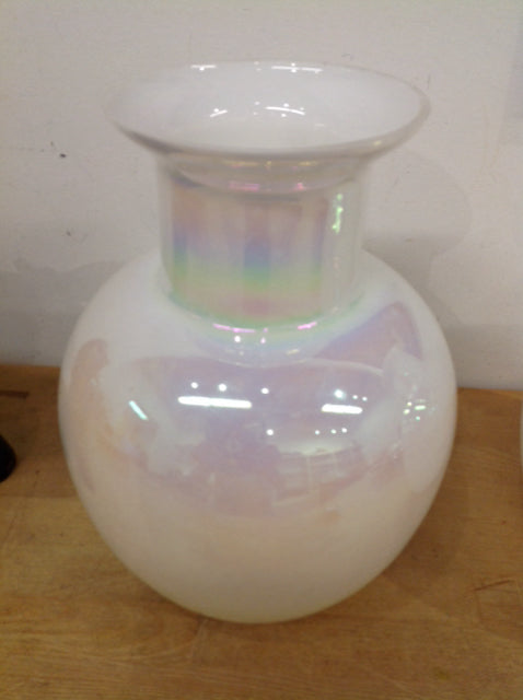 Vase- 12" White Glass