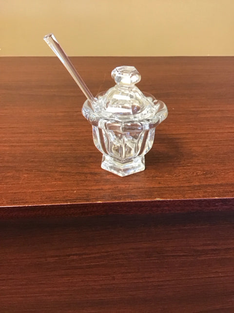 4.5" Baccarat Bretagne Mustard & Lid W/Spoon