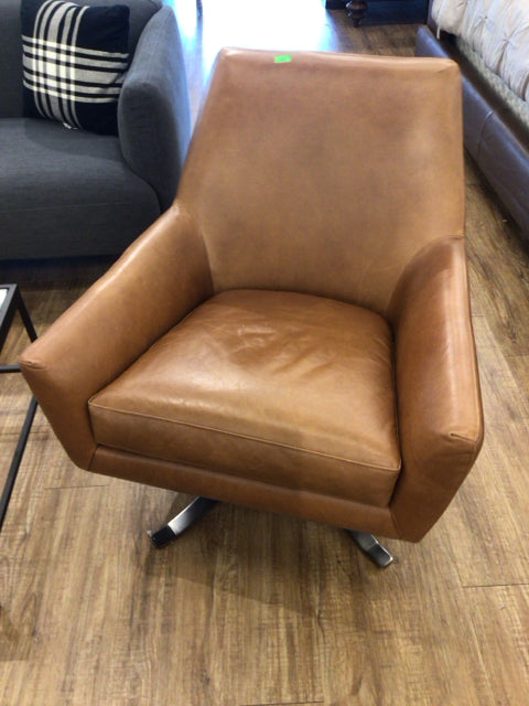 West Elm Austin Leather Swivel Arm Chair