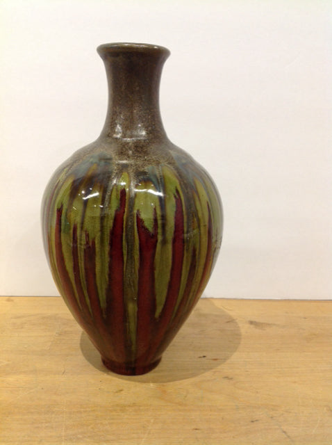 11" Ceramic Drip Glazed Vase