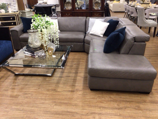Palliser Titan Grey Leather Four PC Power Reclining Sectional