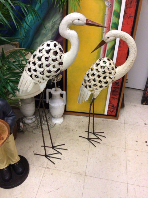 Pair Of Metal Egrets
