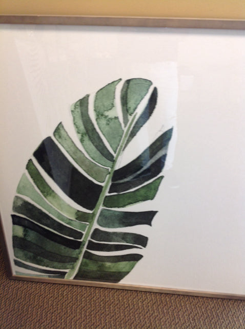 40" Sq Green Palm Leaf Print