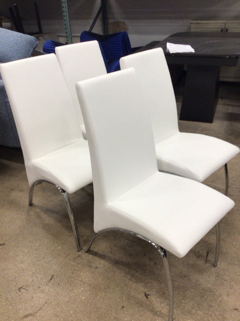 4- White Vinyl/Chrome Dining Chairs