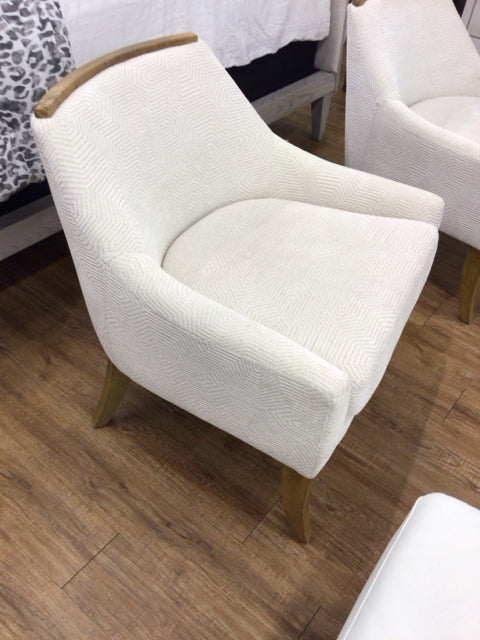 Cream Upholstered/Wood Top Trim Chair