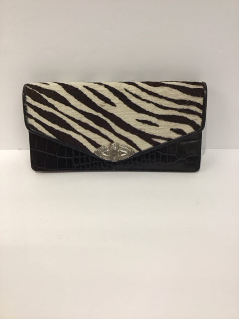 Brighton Black Leather w/Faux Zebra Wallet
