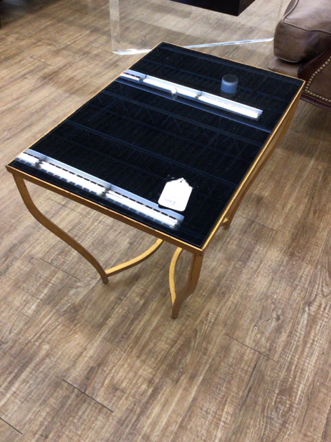 Gold/Black Glass Accent Table