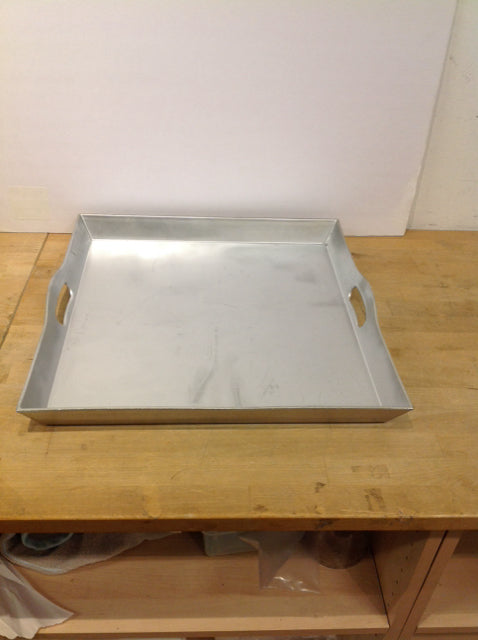 19" Sq Silver Painted Tray