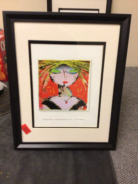 12 3/8" X 15 3/8" Black Standing Framed Female Face Print