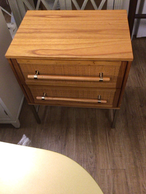 Rattan Front 2 Drawer Nightstand