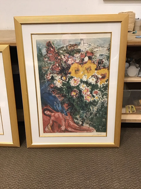 Framed Marc Chagall "The Worries" Plate Signed Lithograph