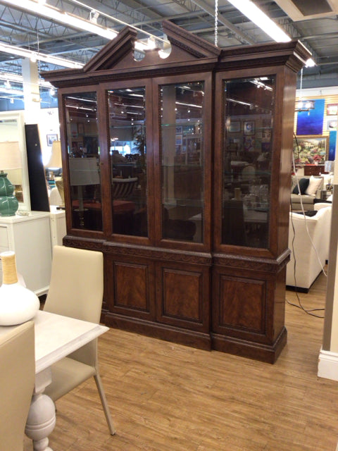 Baker Furniture Dark Wood Two PC China Cabinet