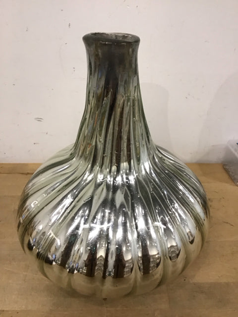 14.5" Silver Rippled Vase