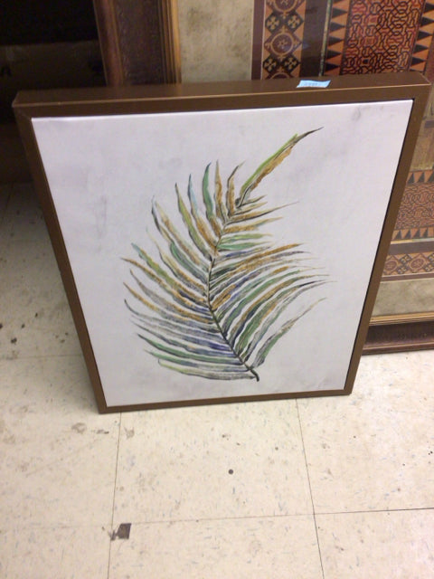 17" X 21" Framed Leaf Print On Canvas