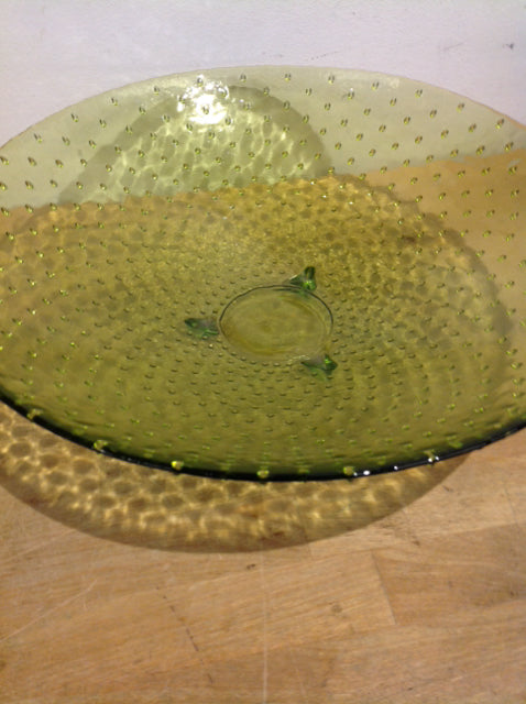 Bowl- 15" Green Glass