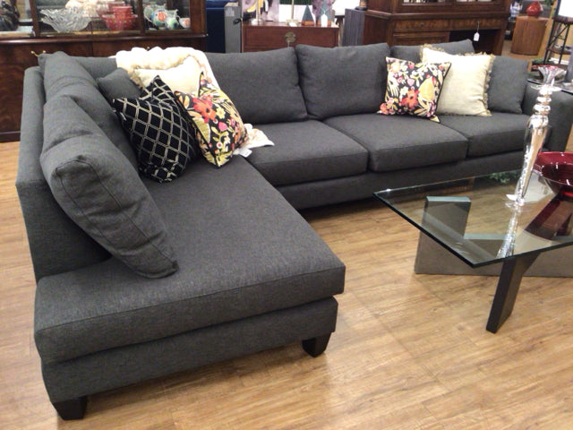 Urban Barn Grey Fabric Upholsterd Two PC Sectional