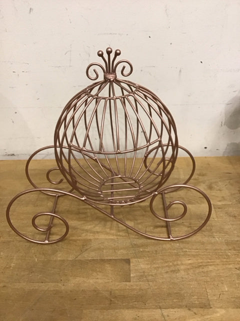 12" Pink Metal Cinderella Pumpkin Figure