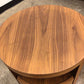 21.5" H x 19" AS-IS Angel Cerda Round Walnut Nightstand( Round Mark On Top)