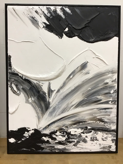 33"x25" Black White &Gray Abstact Art