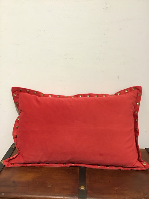 20"x12" Red Velvet Gold Studded Down Filled Pillow