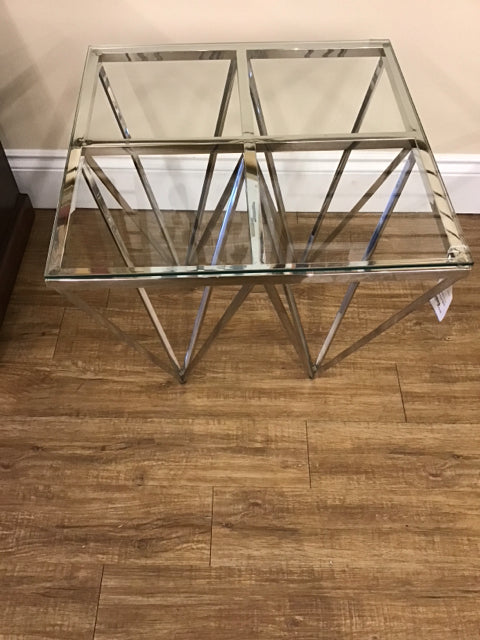 Chrome W/Glass End Table