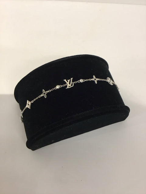 Louis Vuitton Style Silver Bracelet