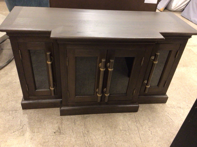 RH Wood & Glass 4 Door Media Console