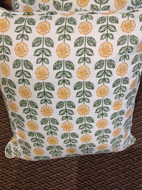 Pillow- 18" Green & Yellow Flower