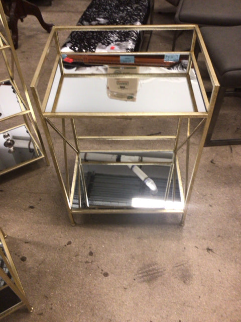 Short Gold Metal & Mirrored Shelving