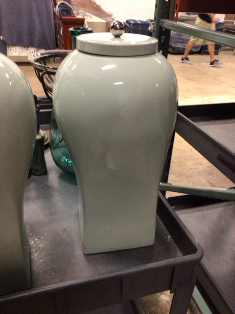 Light Blue Ceramic Urn W/Lid