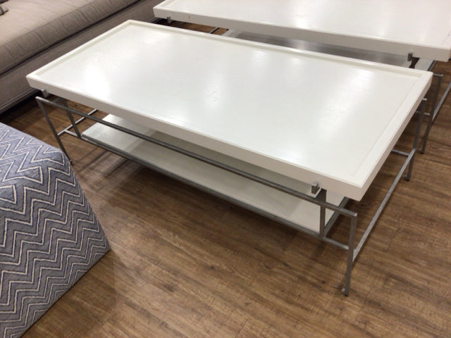 59" X 25" Langley French Metal Sparrow Top Coffee Table