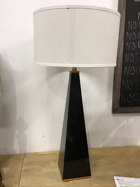 34" Black Lacquer Trapezoid Table Lamp