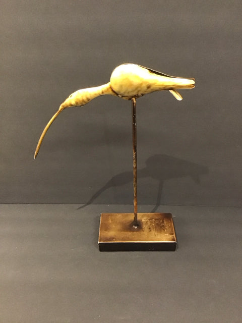 14" Welded Metal Bird Sculpture on Post