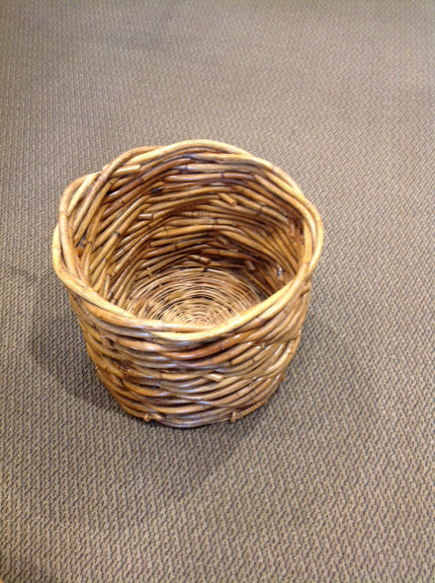 20"Rdx17"H Designer Wood Woven Basket