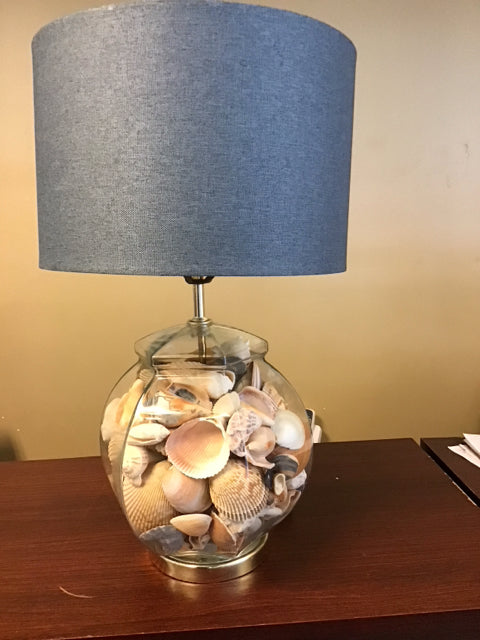 26" Hex Glass Shell Filled Lamp