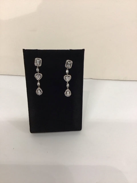 Silver/Pave Dangle Earrings