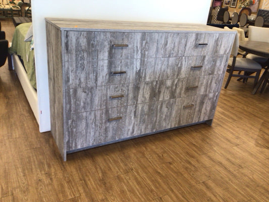 Grey Wood Custom Eight Drawer Dresser