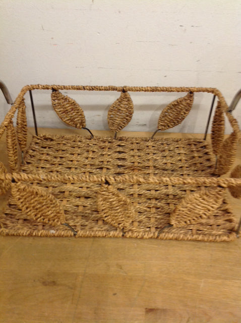 Basket- 13" Wicker Leaf & Metal