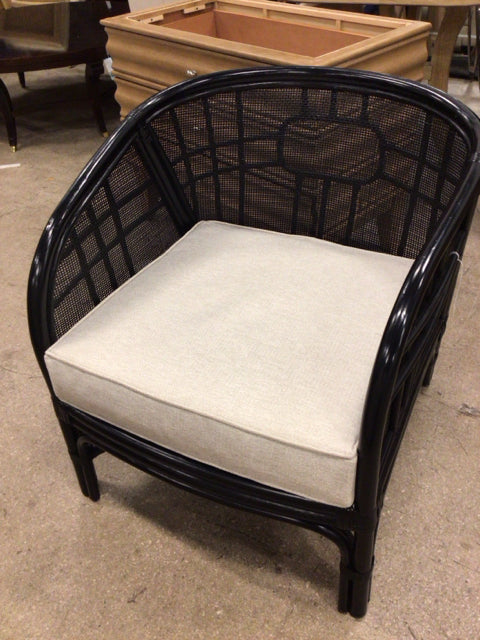 Black Rattan/Cain Rounded Back Chair