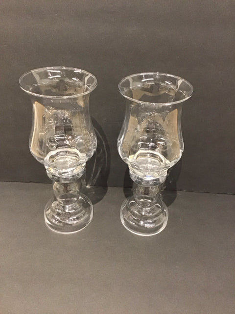 Pair 11" Glass Candle Holders
