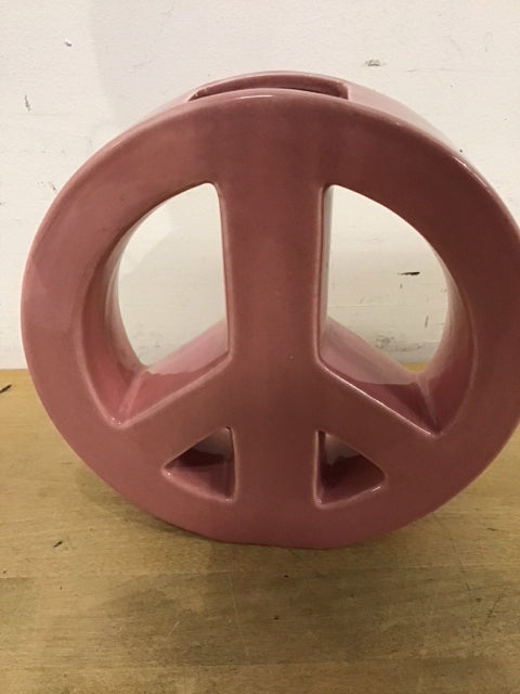 7" Pink Ceramic Peace Vase