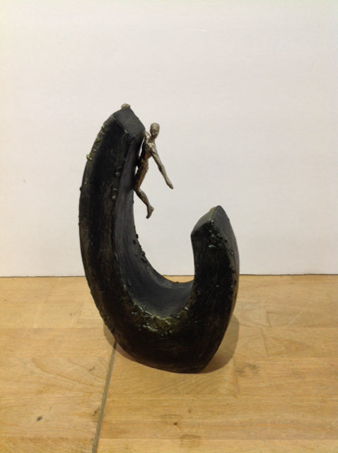 8" Abstract Resin Sculpture w/Metal Man