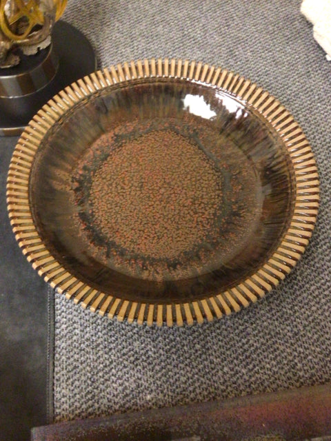 12 1/4" Round Brown Ceramic Wall Decor