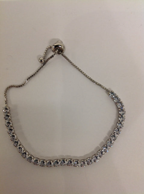 Silver Adjustable Rhinestone Tennis Bracelet