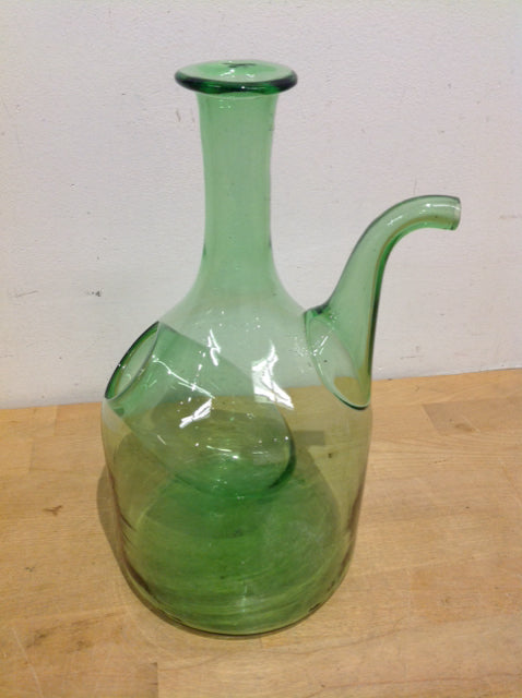 12" Green Glass Caraffe