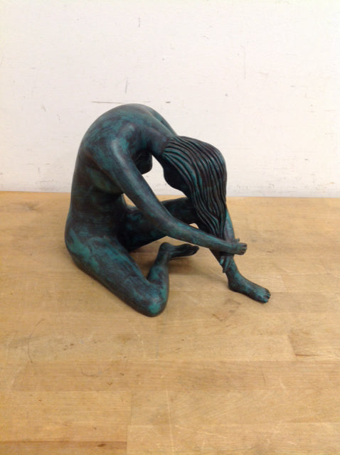 9x11 Woman Green Resin Sculpture