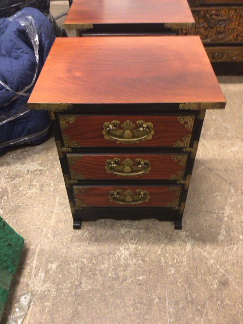 AS-IS 12" X 14 " Asian Three Drawer Small Cabinet(LIght Fading/Knicks)