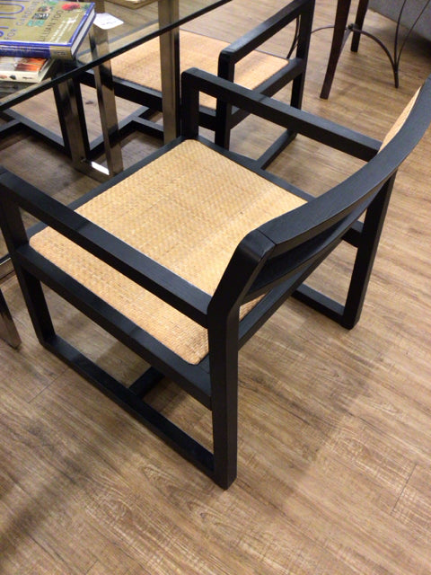 Black Wood/Light Cain Arm Chair